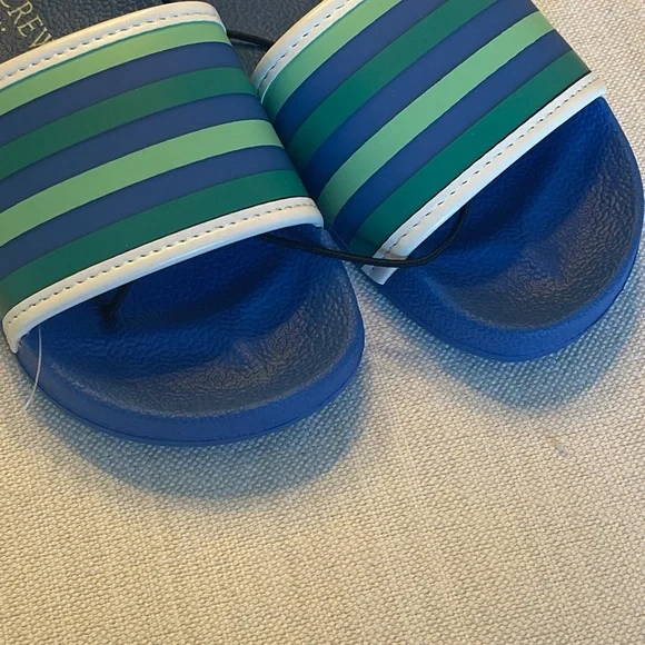 NWT J.CREW KIDS POOL SLIDES BLUE STRIPE COLORWAY SIZE K9 - Picture 3 of 6